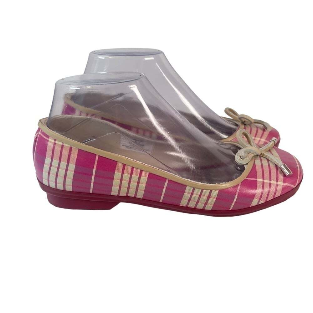 Sperry Top-Siders Pink Plaid Rubber Low Ankle Rain Boots Size 6.5